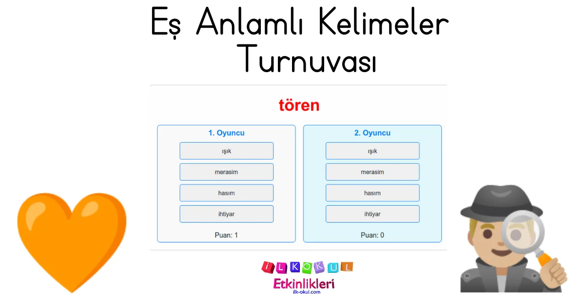eş anlamlı kelimeler turnuvası